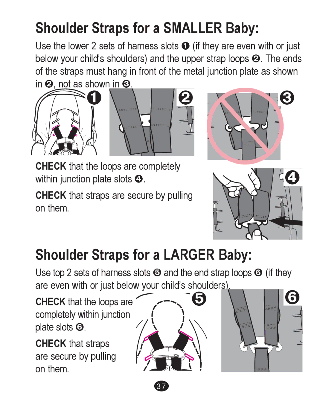 Graco PD204226C manual Shoulder Straps for a Smaller Baby 