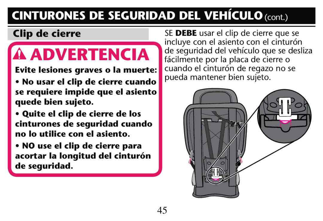 Graco PD205009A owner manual Clip de cierre 