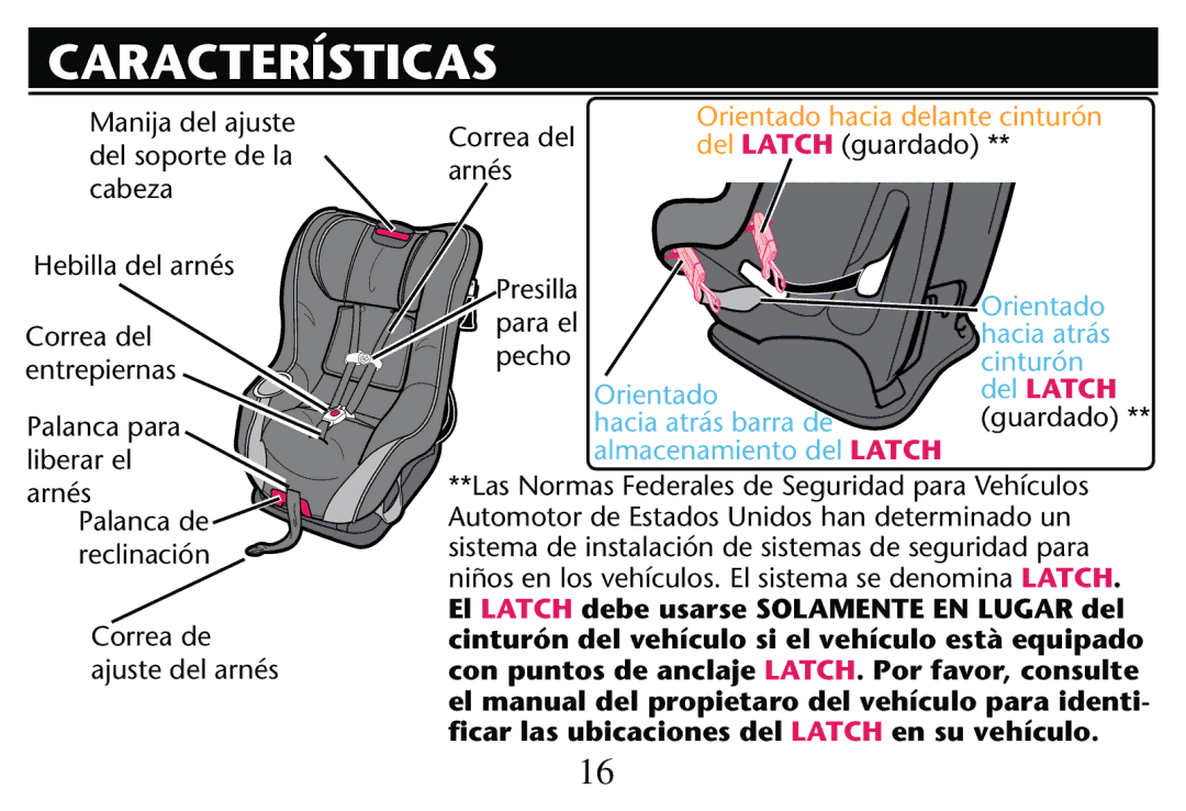 Graco PD205009A owner manual Características, 0ALANCAADE 