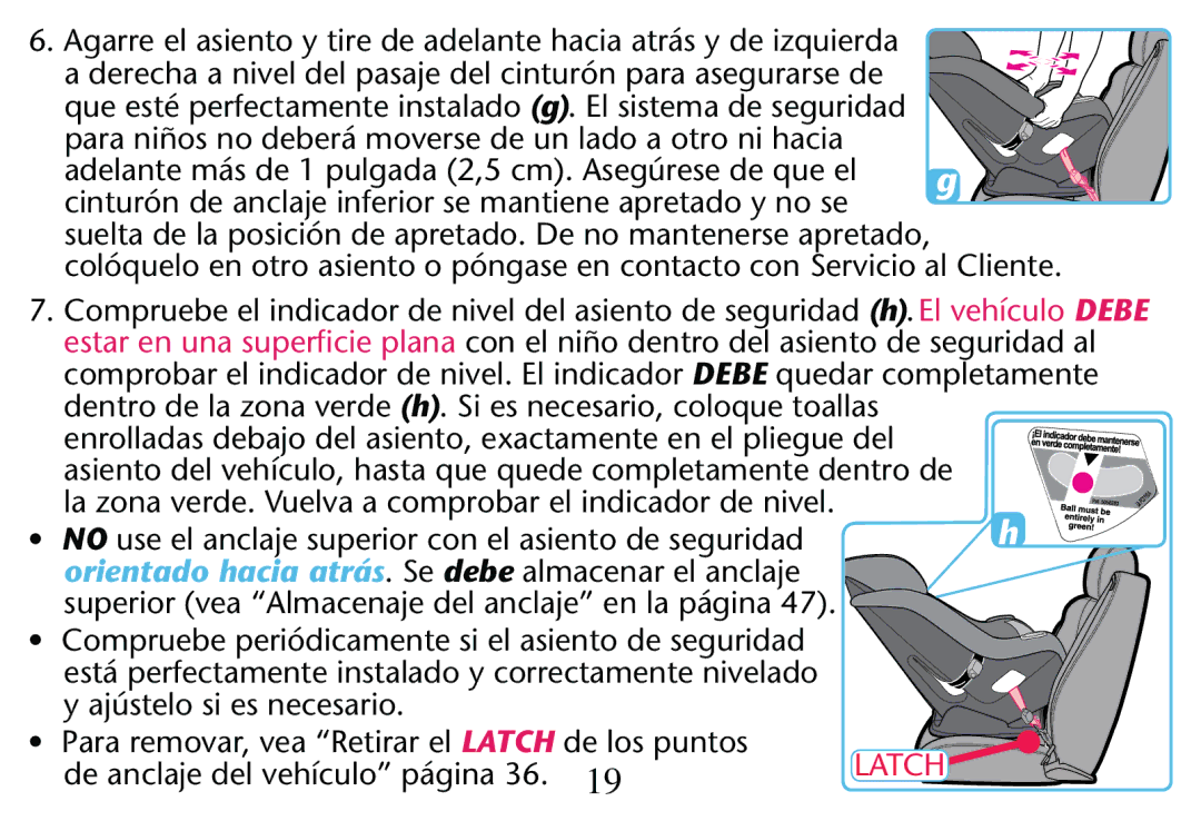 Graco PD205009A owner manual DE Anclaje DEL VEHÓCULOv PÉGINAV 