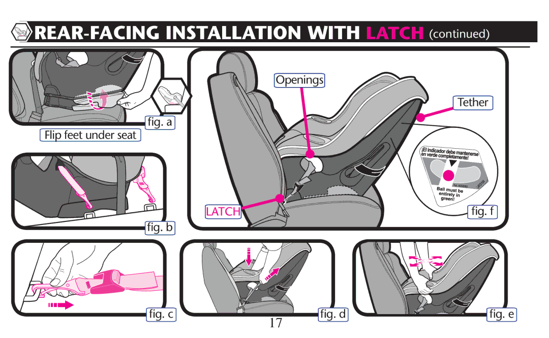 Graco PD209997A owner manual REAR-FACING Installation with Latch , 4ETHER 