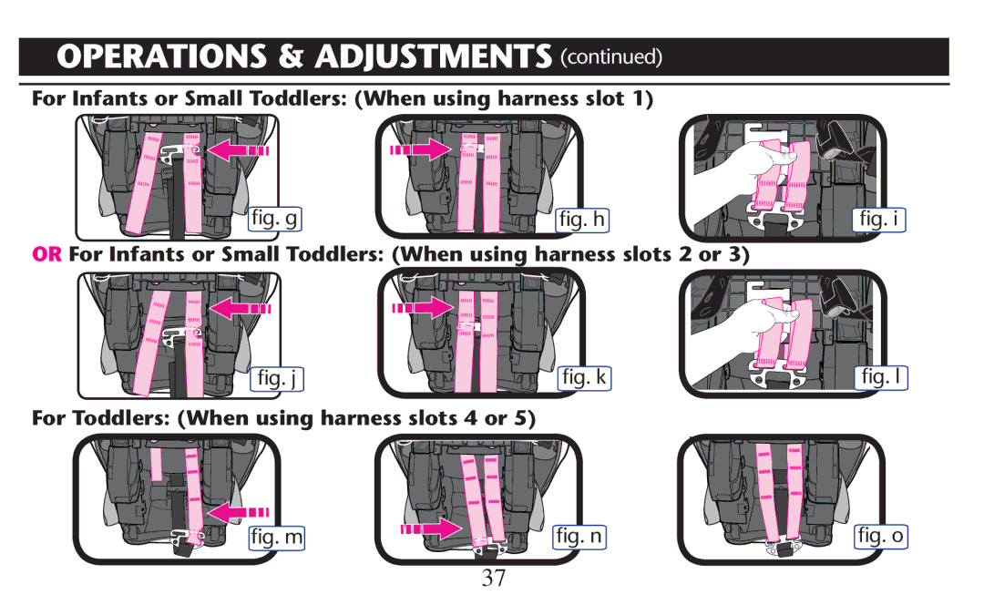 Graco PD209997A owner manual LgGg LgGh, LgGj LgGk, For Toddlers When using harness slots 4 or, LgGm LgGn 