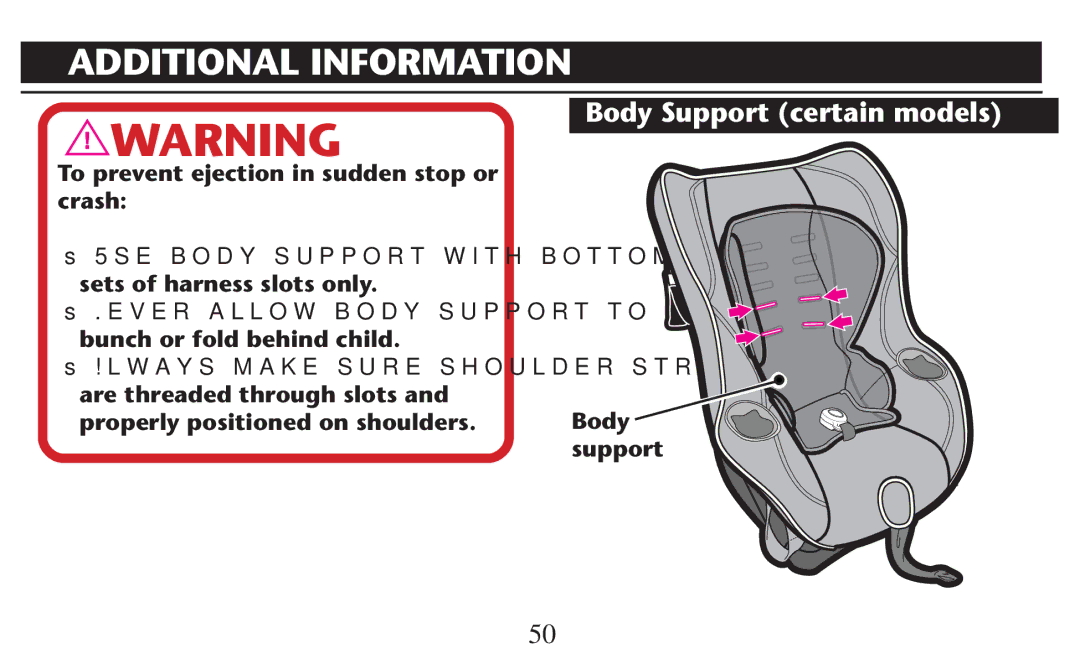 Graco PD209997A owner manual Body Support certain models 