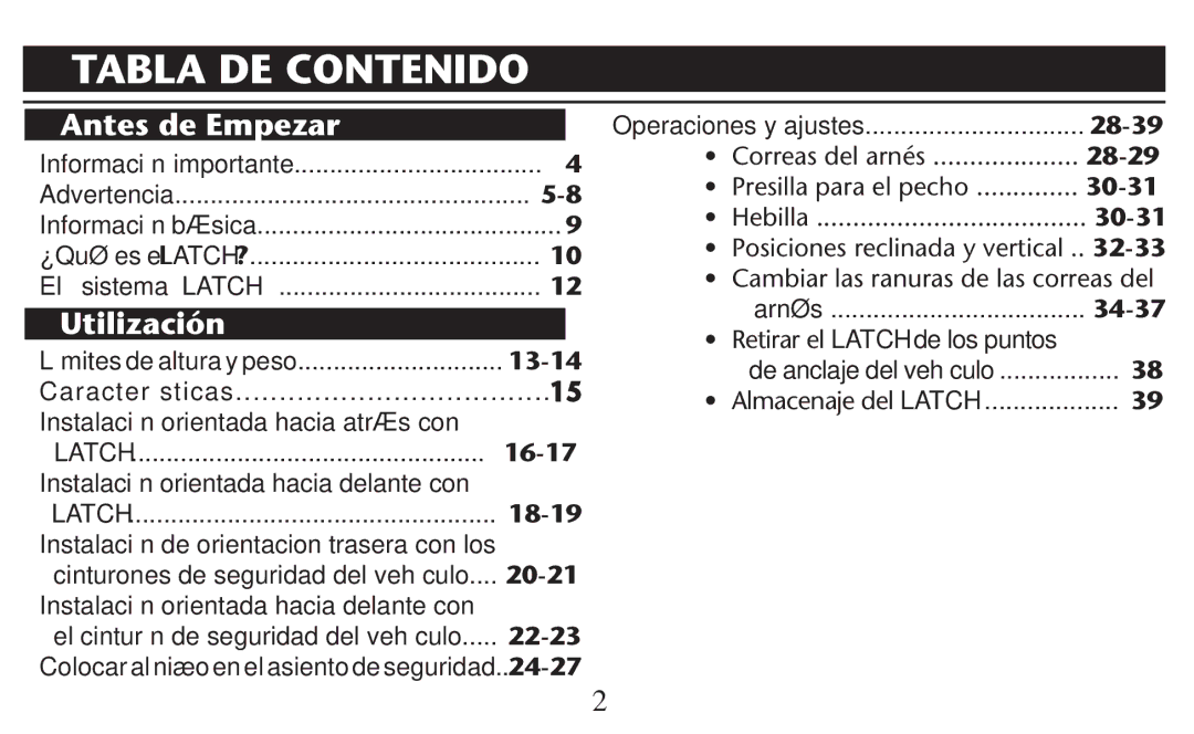 Graco PD209997A owner manual Tabla DE Contenido, Antes de Empezar, Utilización 