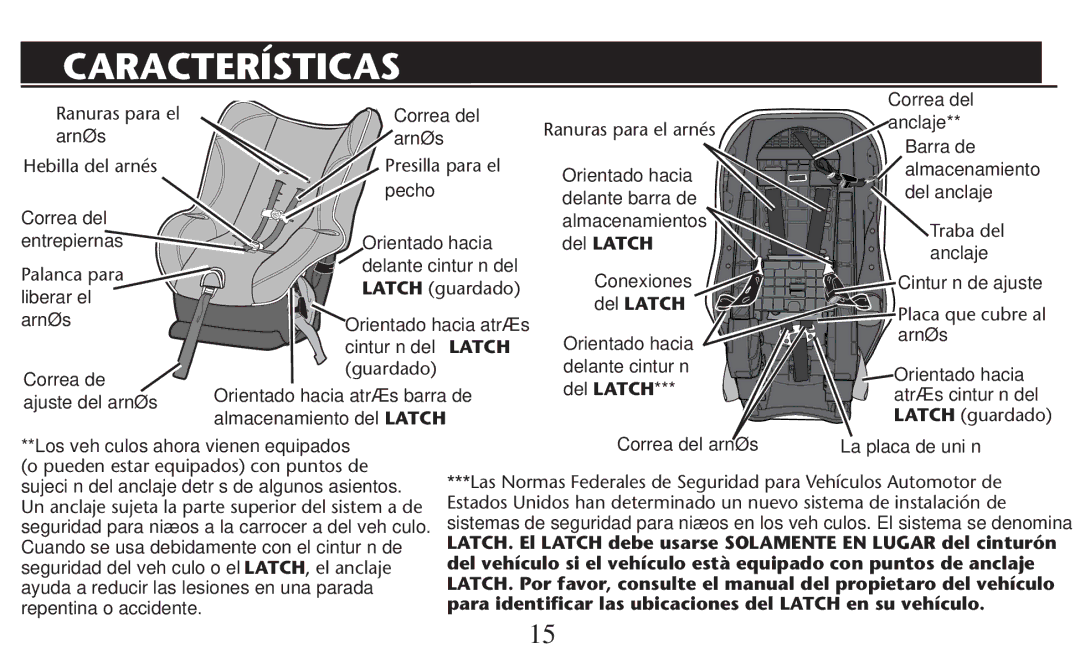 Graco PD209997A owner manual Características, Ebillaidellarnïs 