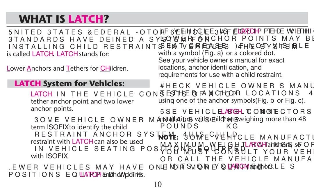 Graco PD209998A owner manual What is LATCH?, Vehicle Seating Positions Equipped with Isofix 