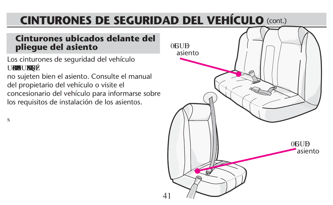 Graco PD209998A owner manual Cinturones DE Seguridad DEL Vehículo, Asiento 