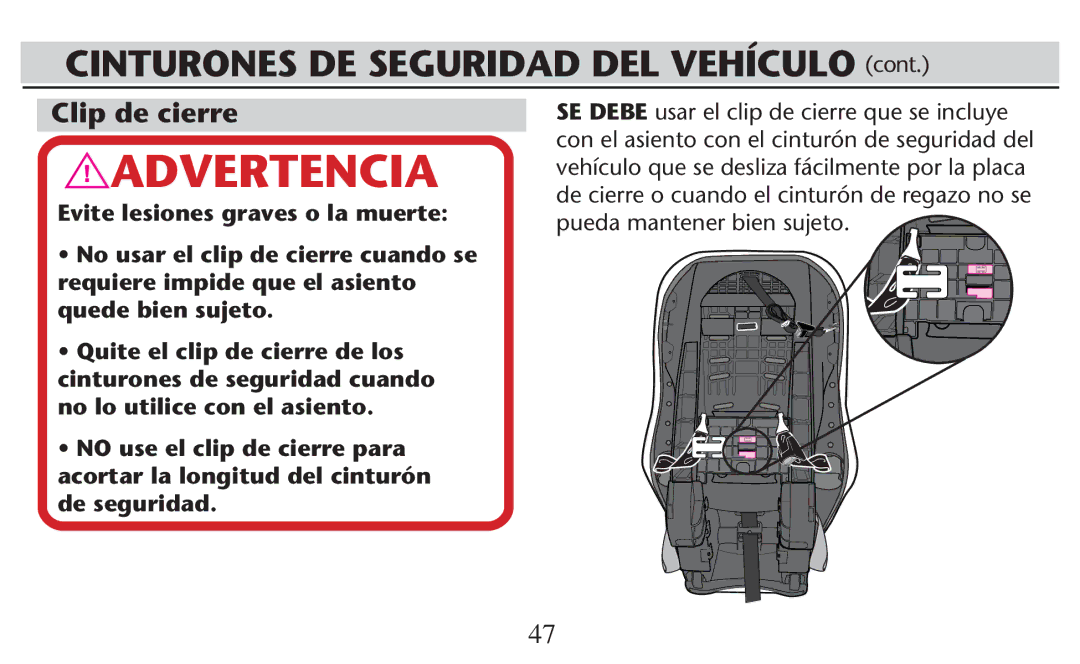 Graco PD209998A owner manual Clip de cierre 