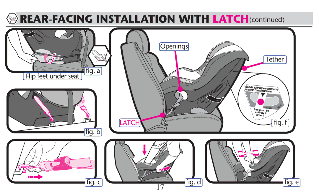 Graco PD209998A owner manual REAR-FACING Installation with LATCH, 4ETHER 