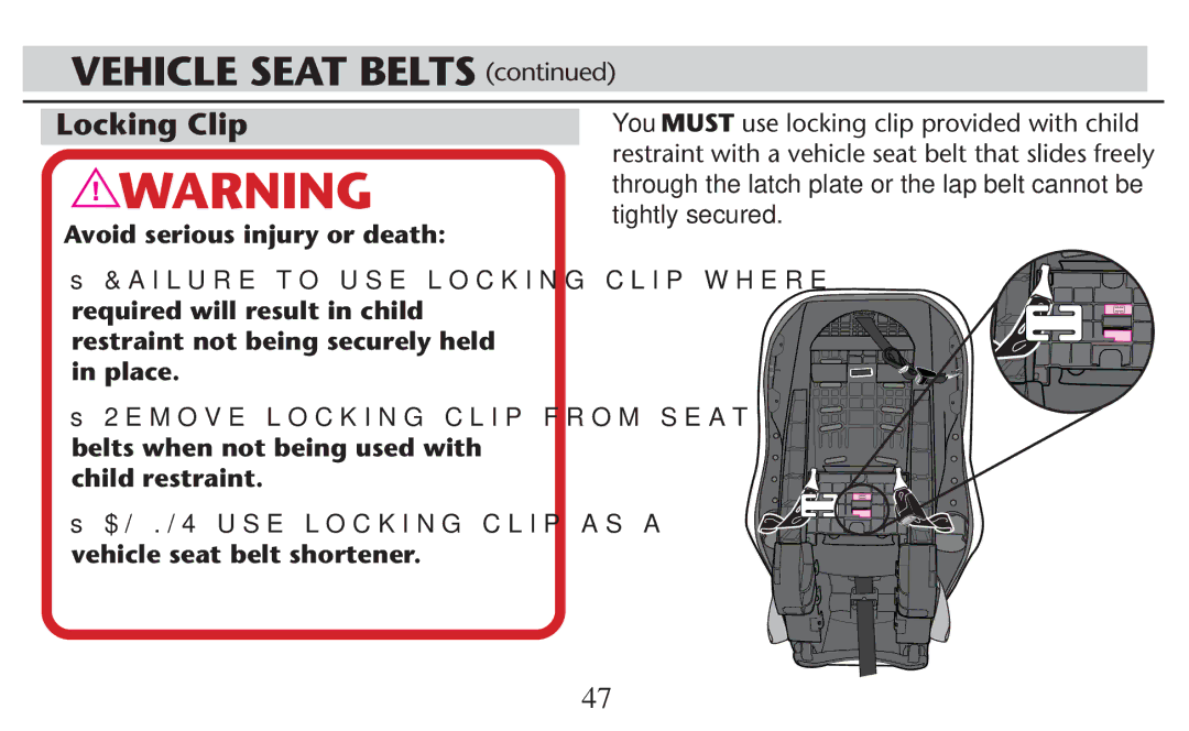 Graco PD209998A owner manual Locking Clip 