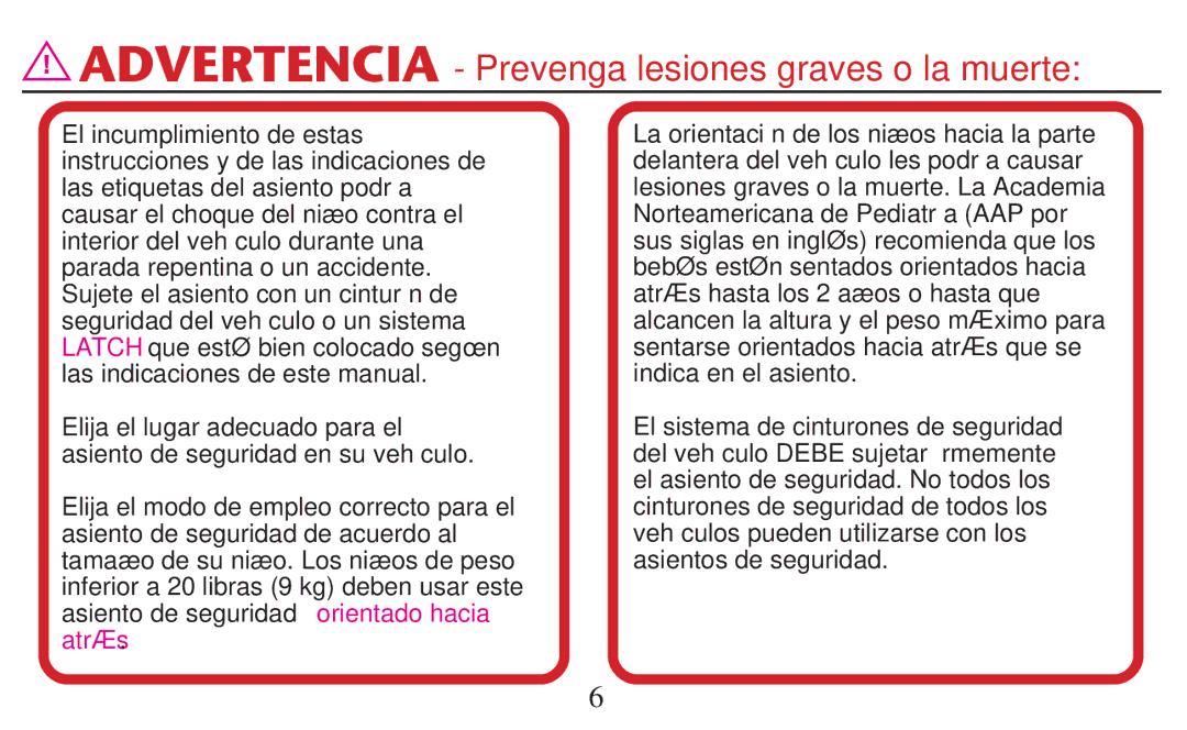 Graco PD209998A owner manual Advertencia Prevenga lesiones graves o la muerte 