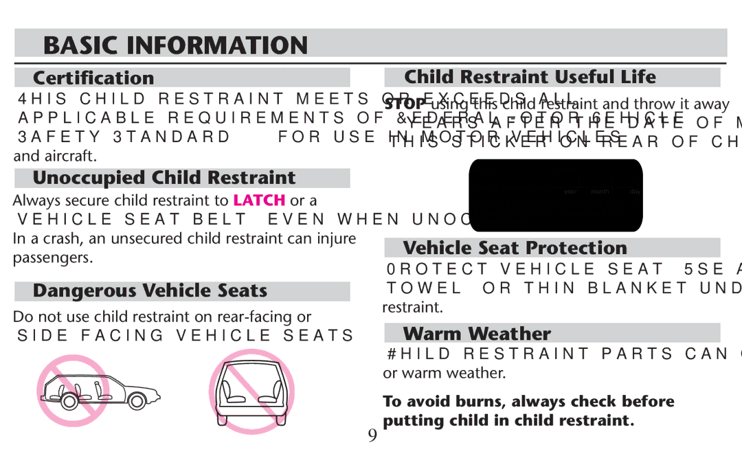 Graco PD209998A owner manual Basic Information 