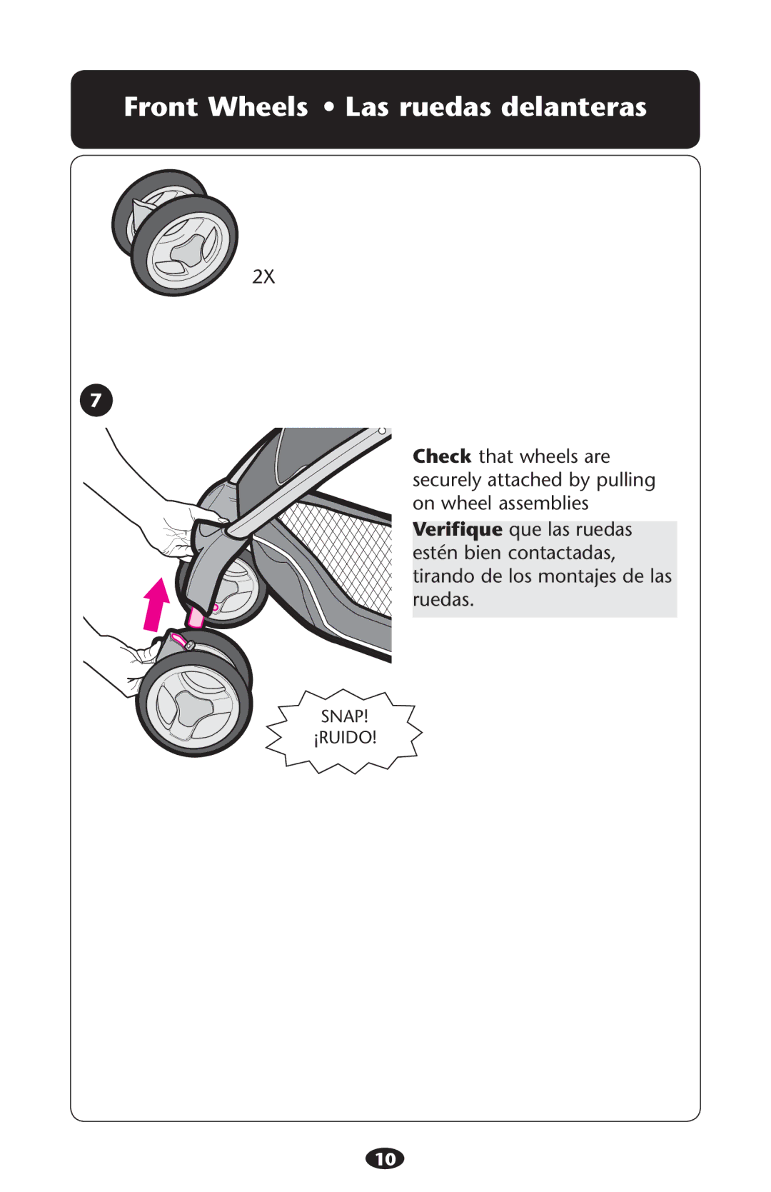 Graco PD210478B manual RONTO7HEELS ss,ASARUEDAS Delanteras 