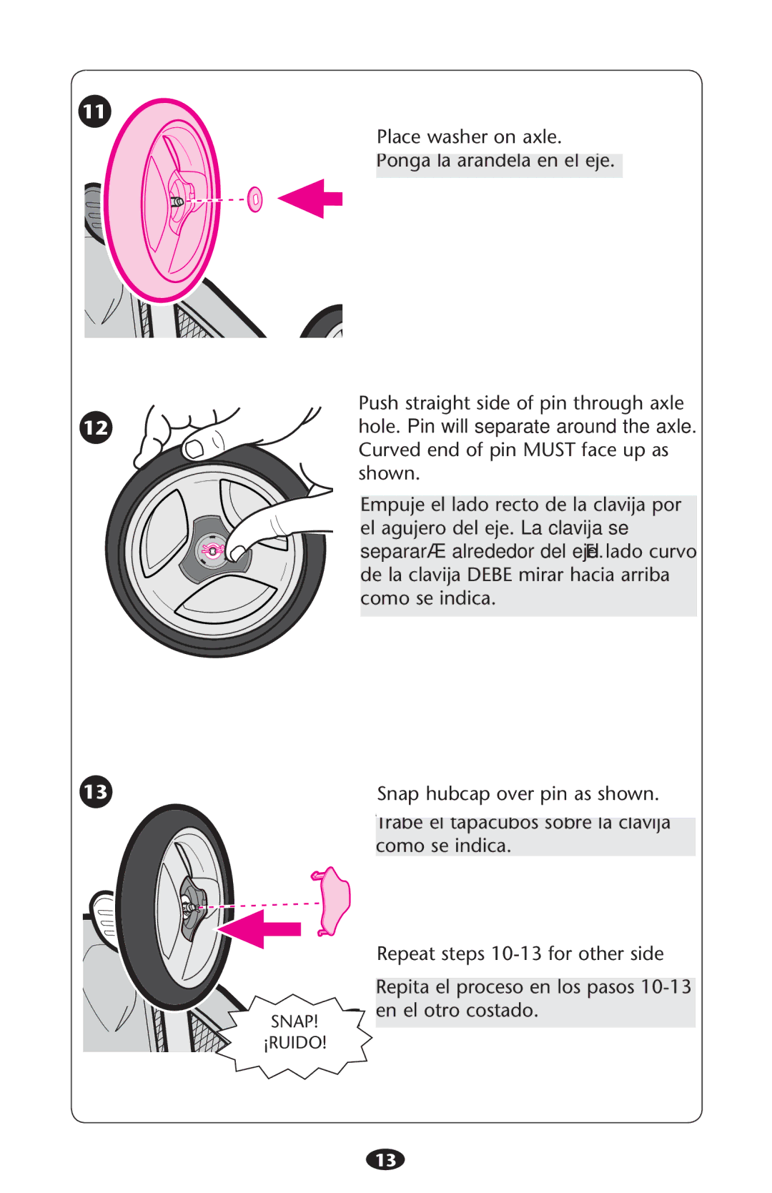 Graco PD210478B manual Snap hubcap over pin as shown 