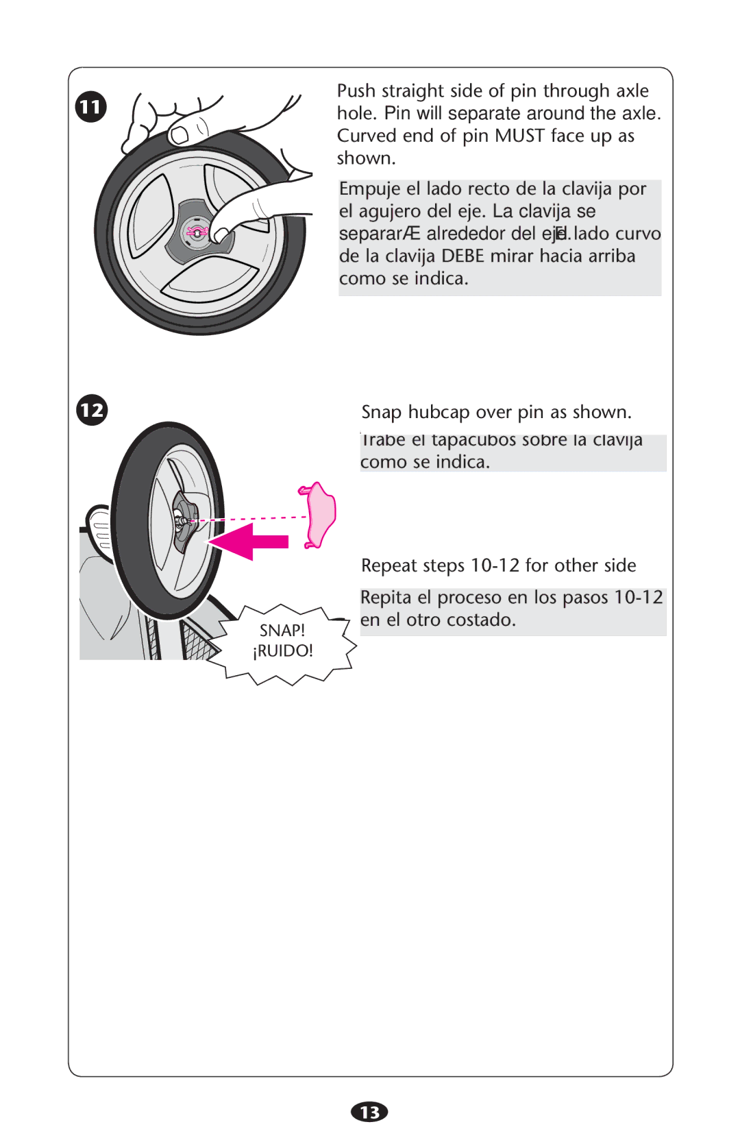 Graco PD210478D manual Snap hubcap over pin as shown 