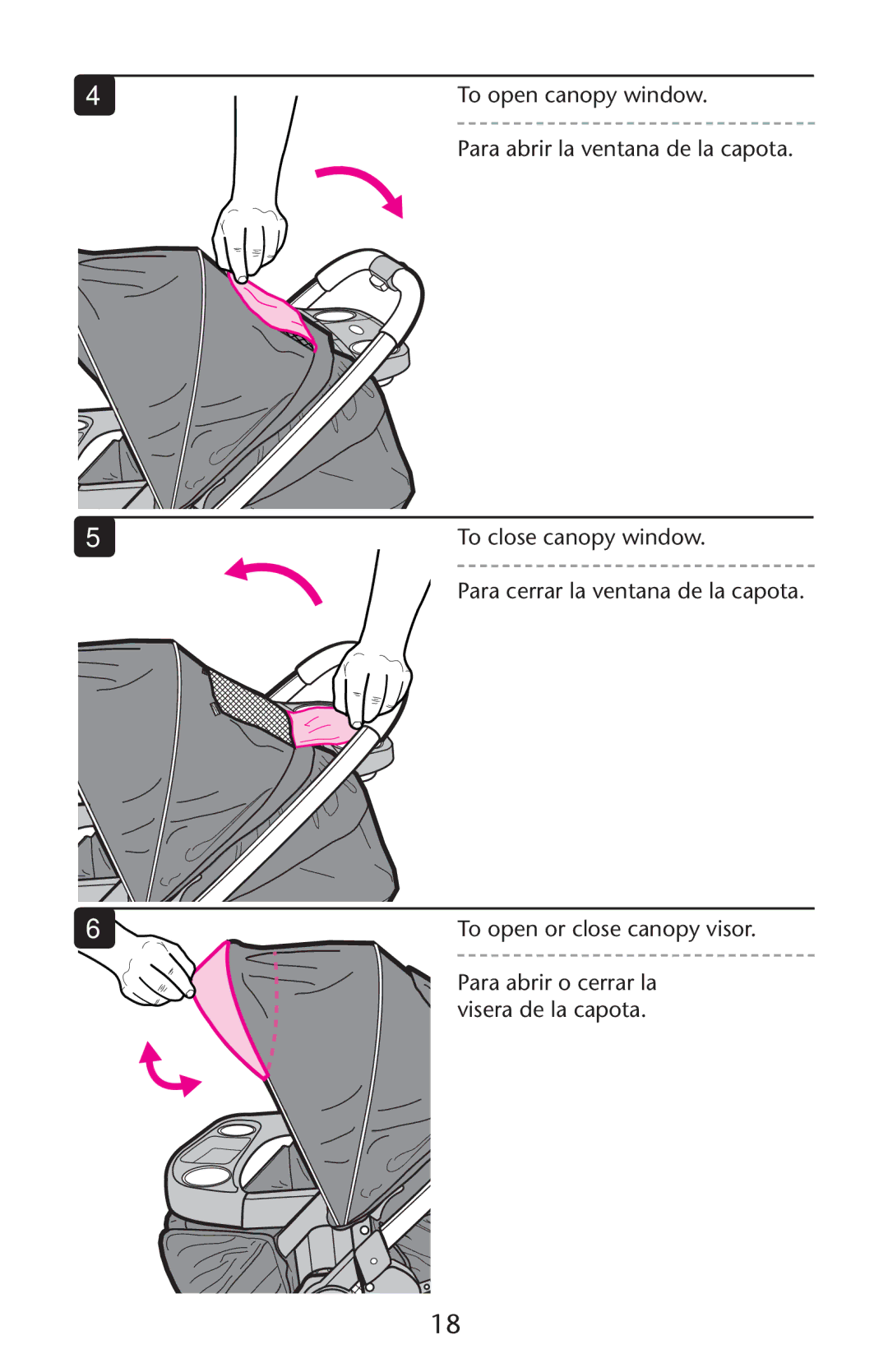 Graco PD212022B manual To open canopy window 