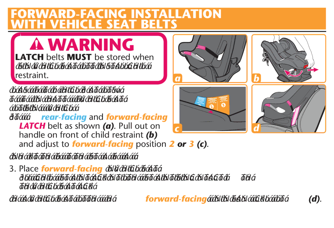 Graco PD212616B owner manual  5NHOOKNTETHER Fromttether STORAGERSEEMPAGE , Place forward-facingON Vehicle SEAT 