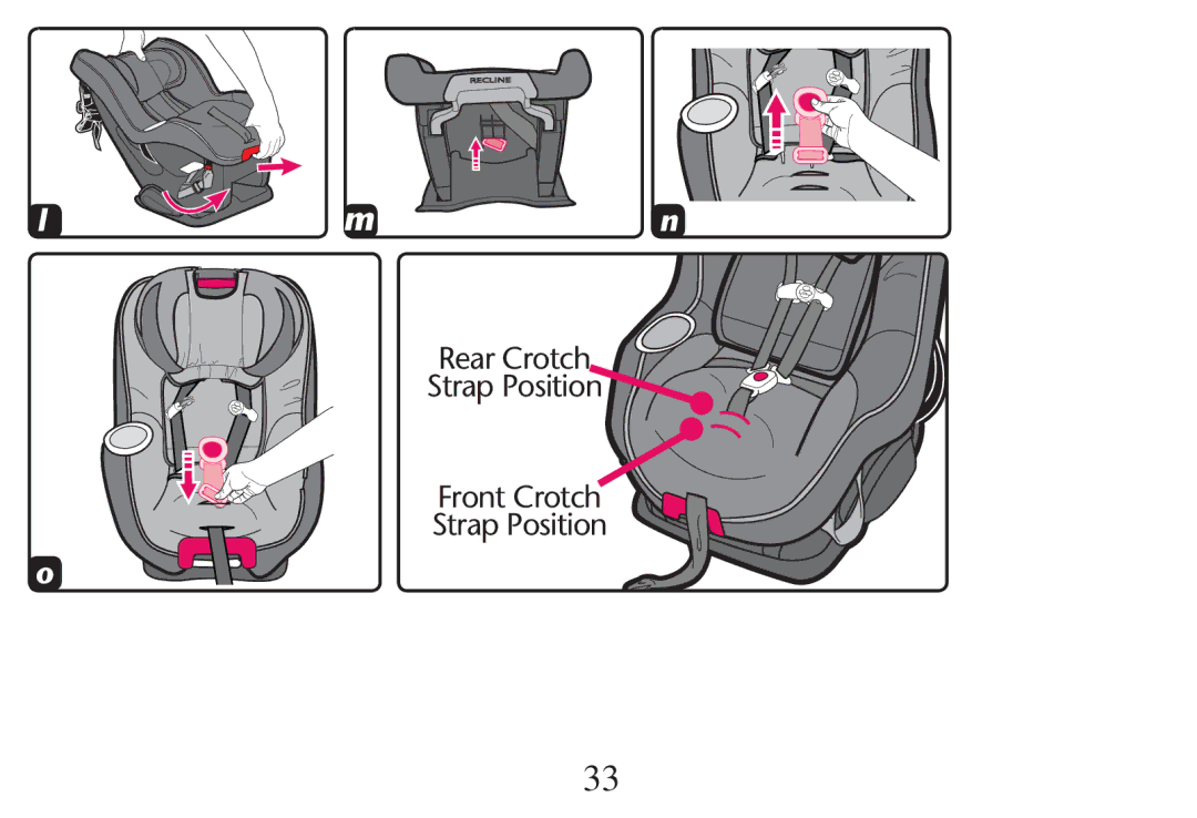 Graco PD212616B owner manual Rear Crotch Strap Position Front Crotch 