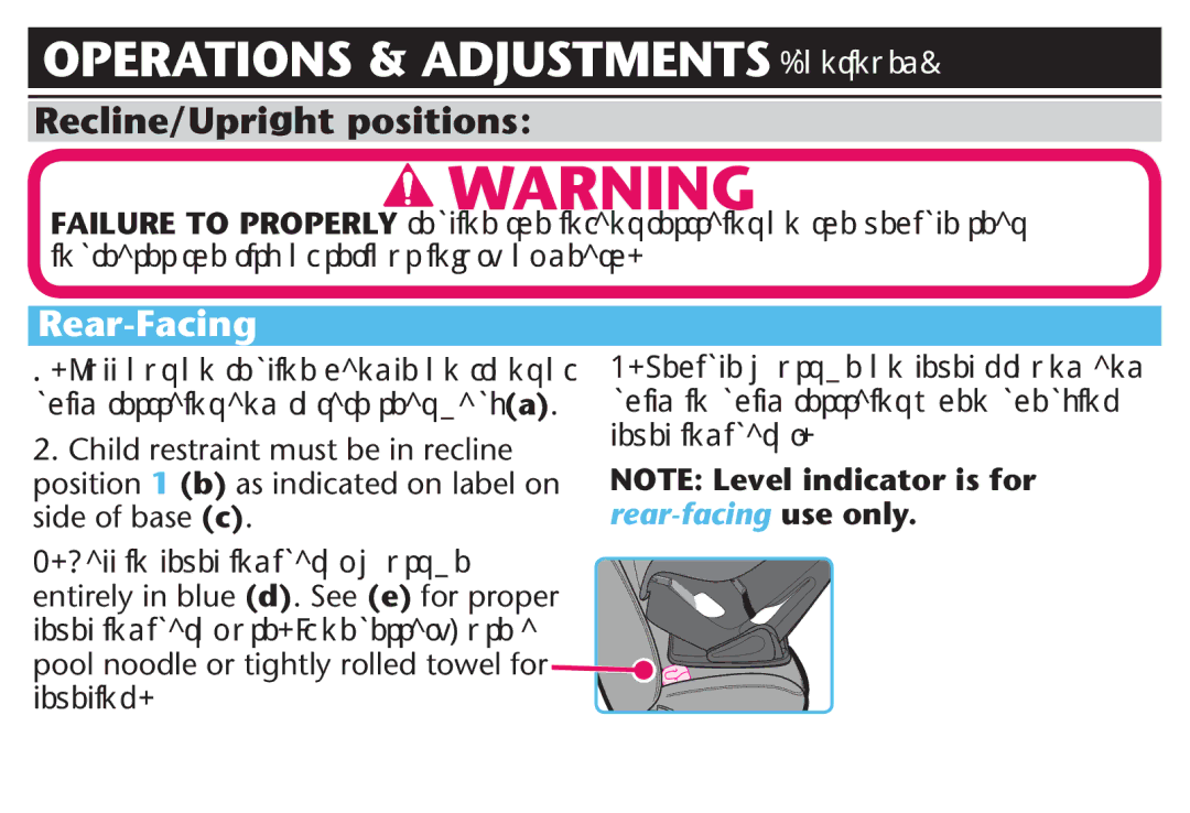 Graco PD212616B owner manual Rear-Facing, Leveling 