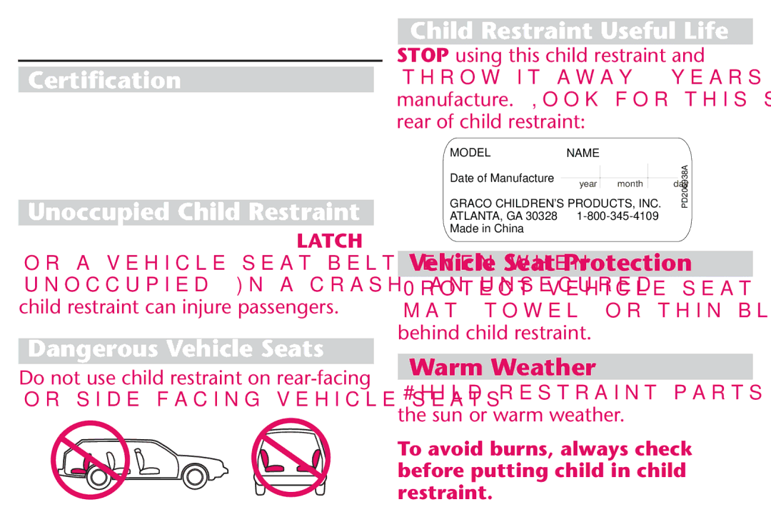 Graco PD212616B owner manual Basic Information 