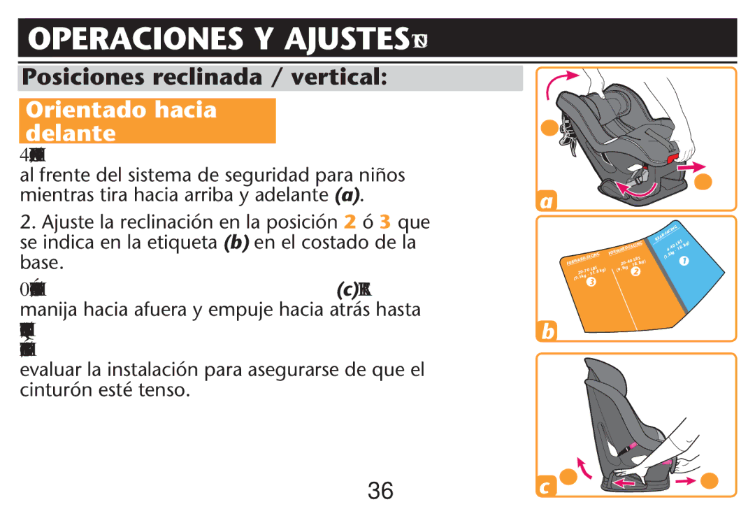 Graco PD212616B owner manual Orientado hacia delante 