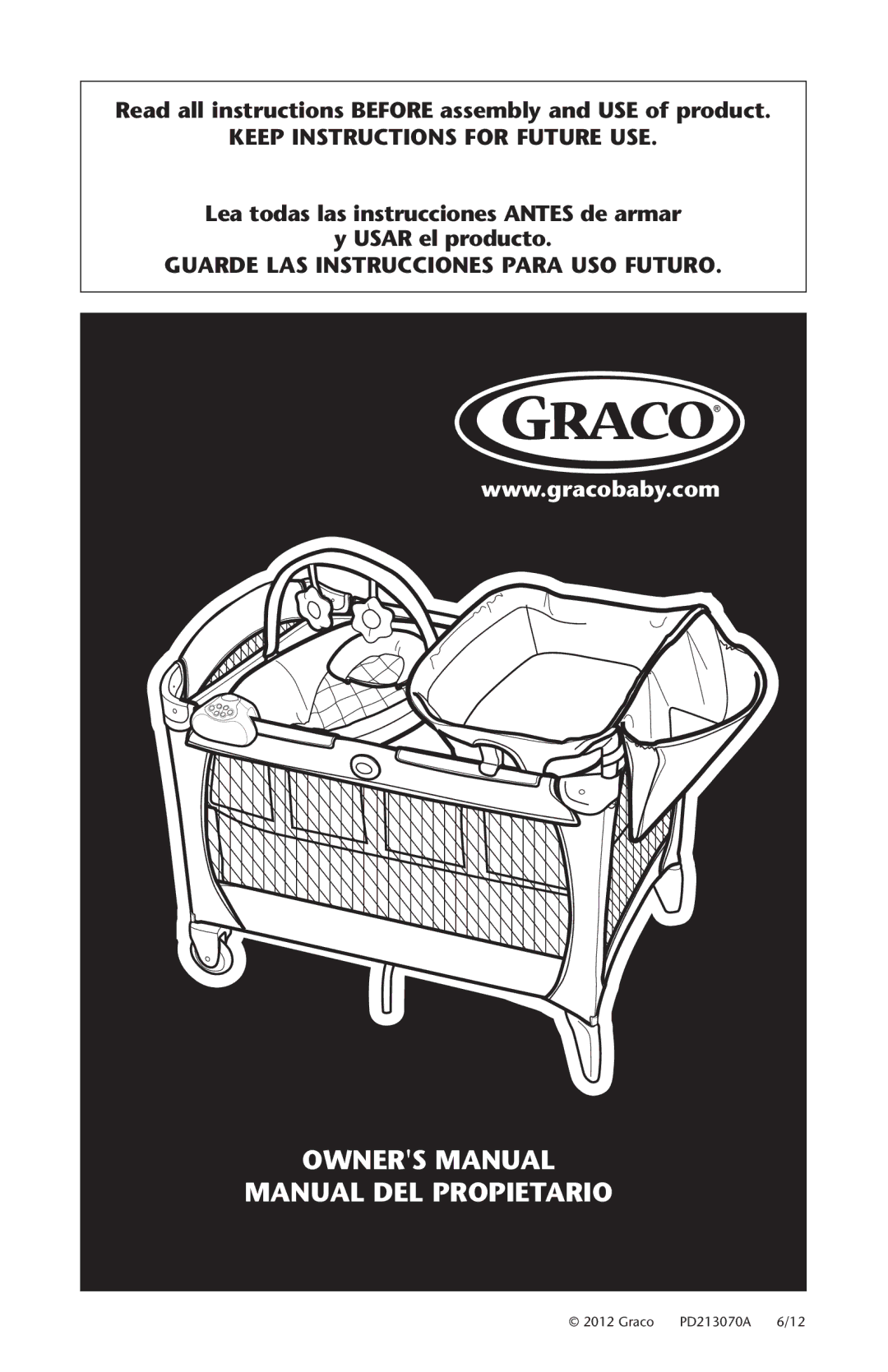 Graco PD213070A owner manual Read all instructions Before assembly and USE of product 