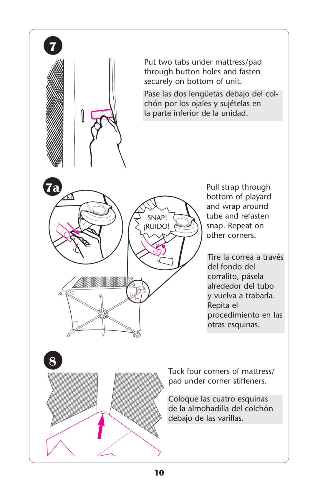 Graco PD213070A owner manual Padaunderdcorner STIFFENERS, 0ASE LASADOSOLENGàETASàDEBAJO Delecol 