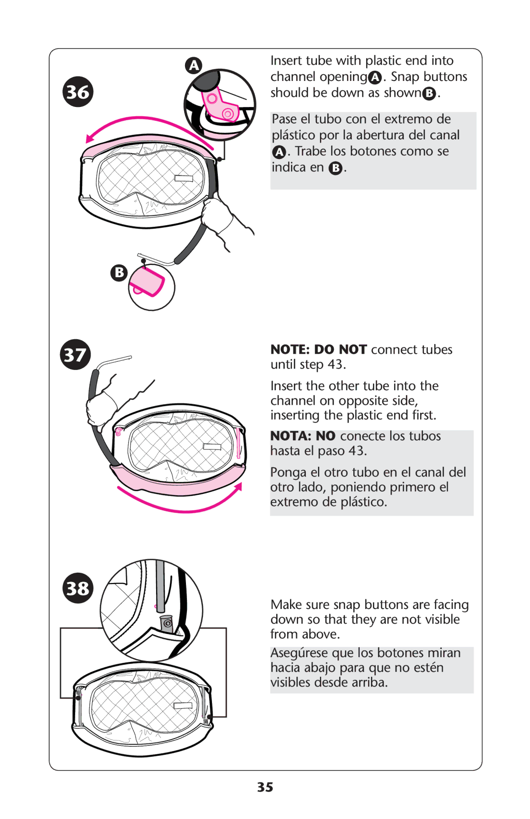 Graco PD213070A owner manual Nota no Conecteelosotubos Hastasel Paso , Should be Down AS Shown B 