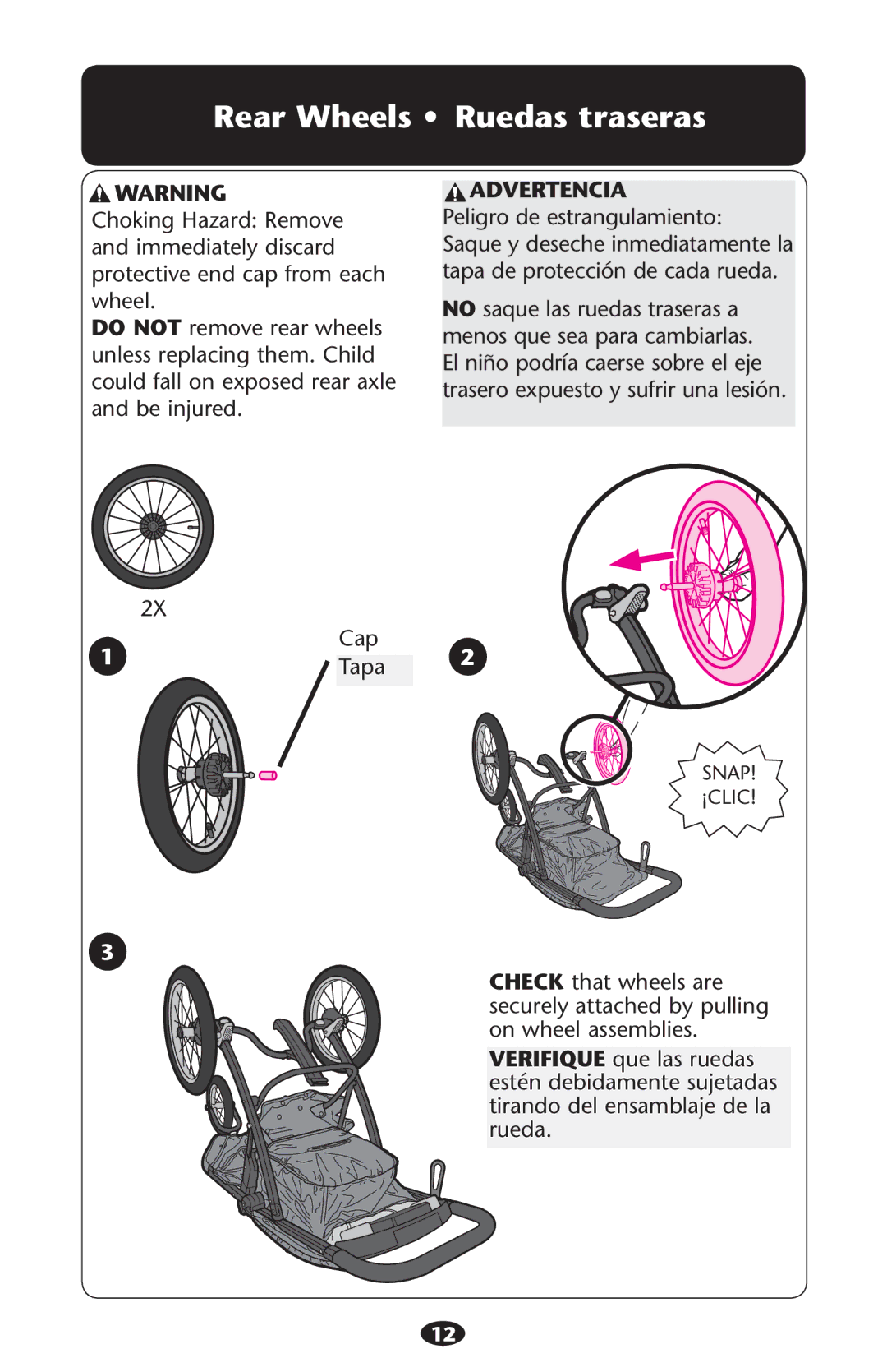 Graco PD213968A manual 2EAR 7HEELS ss 2UEDAS Traseras, Advertencia 