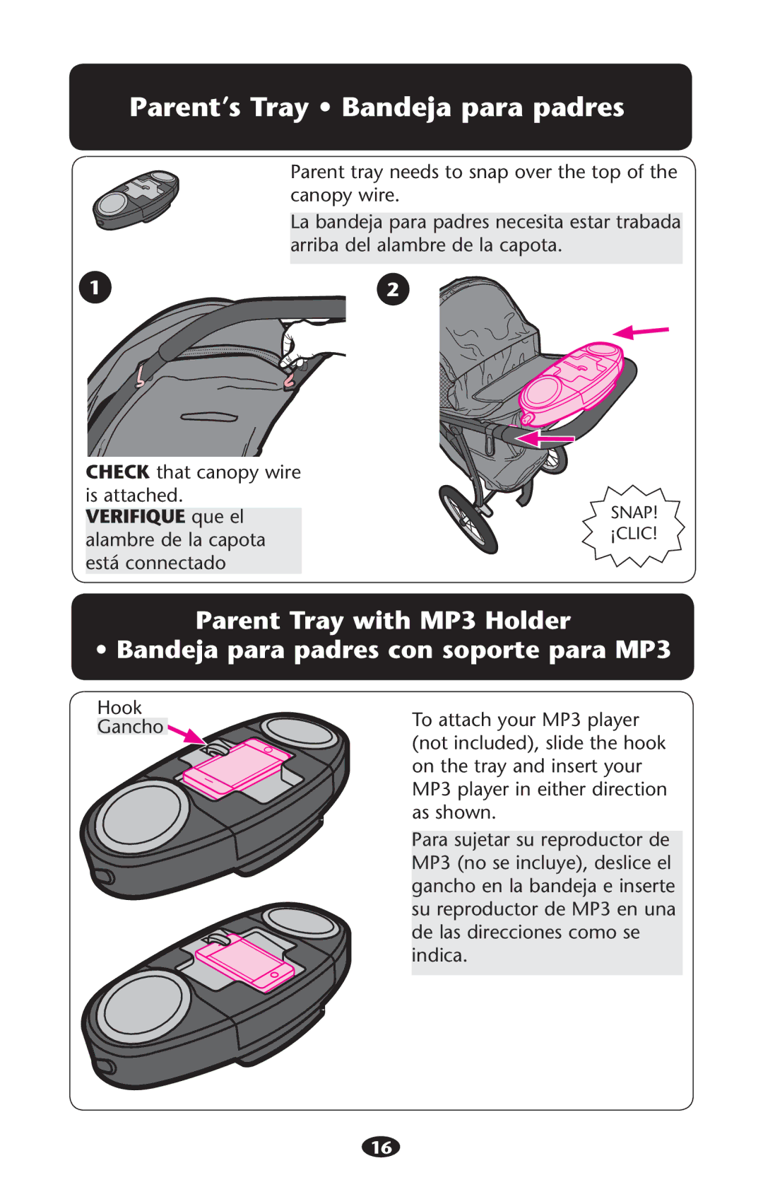 Graco PD213968A manual Parent’s Tray ssANDEJADPARA Padres 