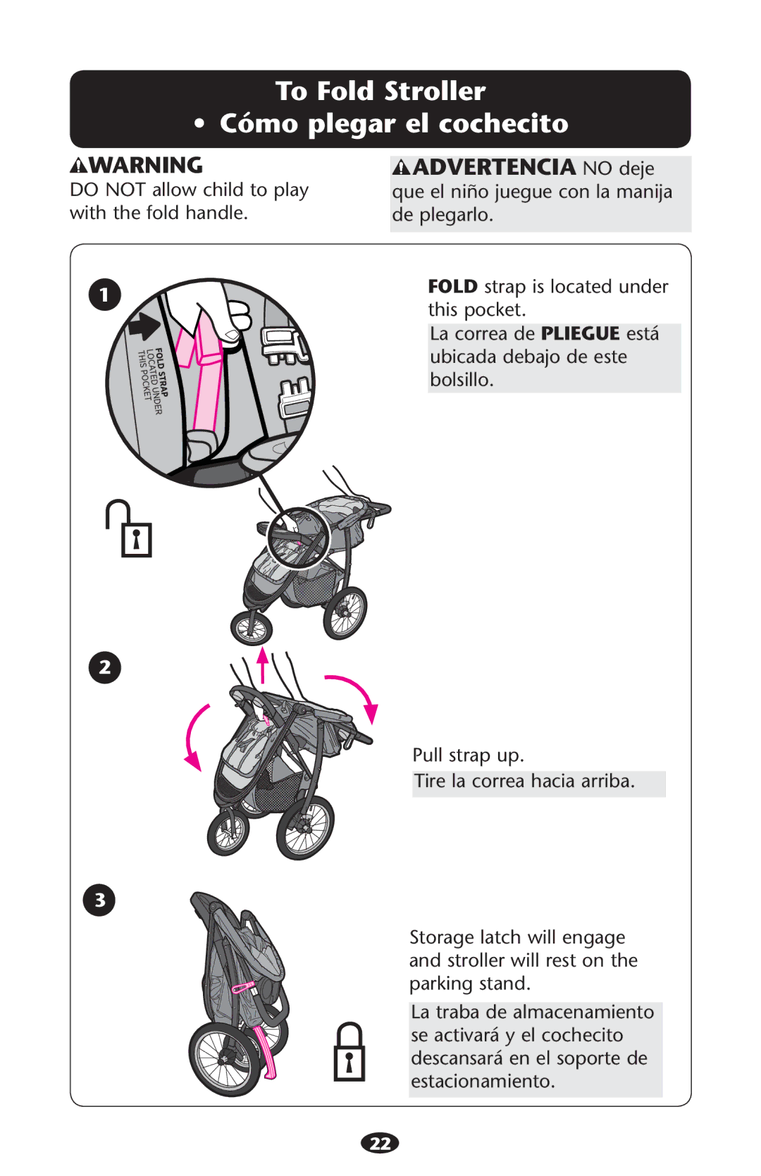 Graco PD213968A To Fold Stroller Ss #ØMO Plegar EL Cochecito, La correa de Pliegue está ubicada debajo de este bolsillo 