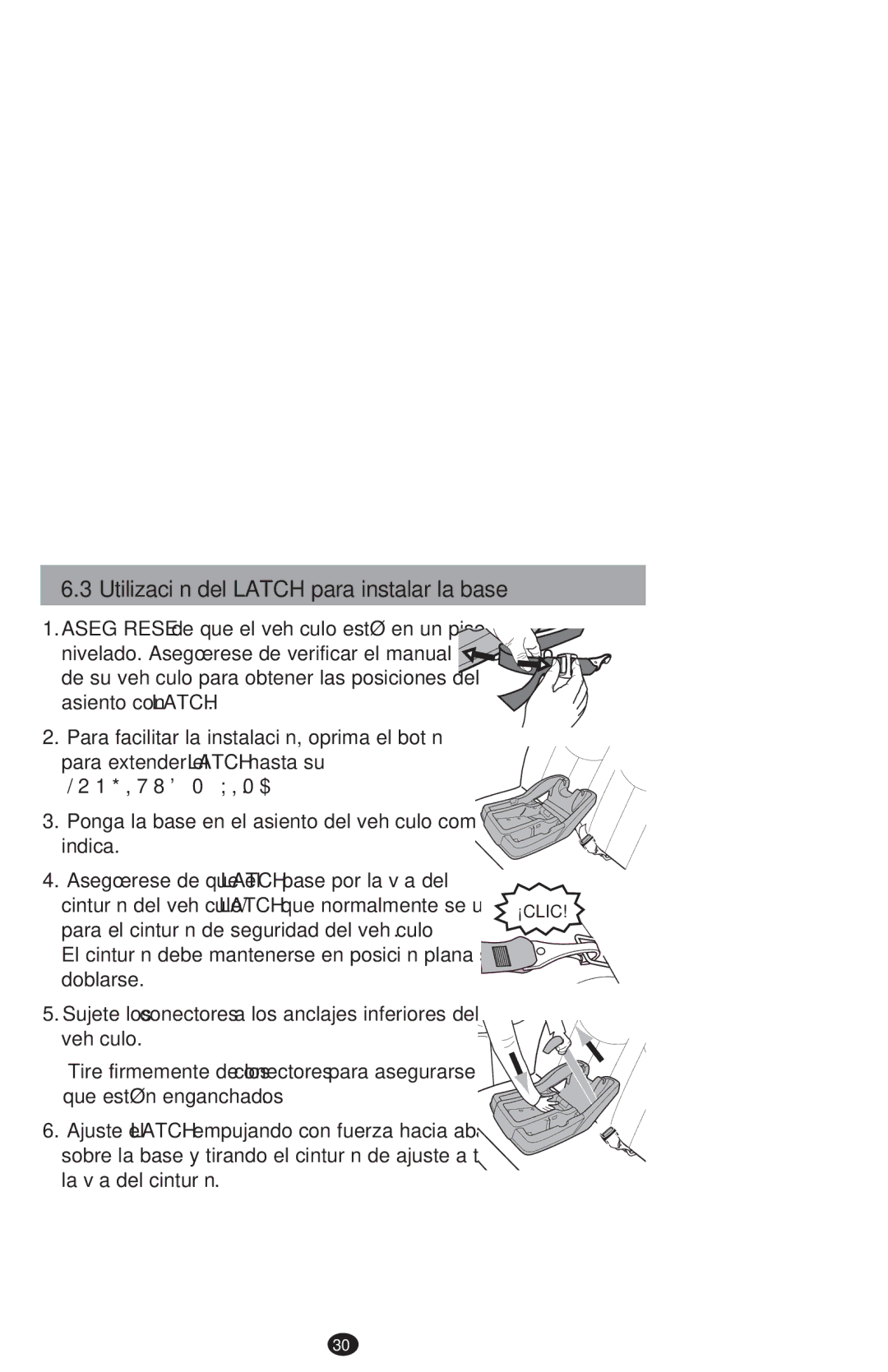 Graco PD213968B manual Utilización del Latch para instalar la base, 21*,780É,0$ 