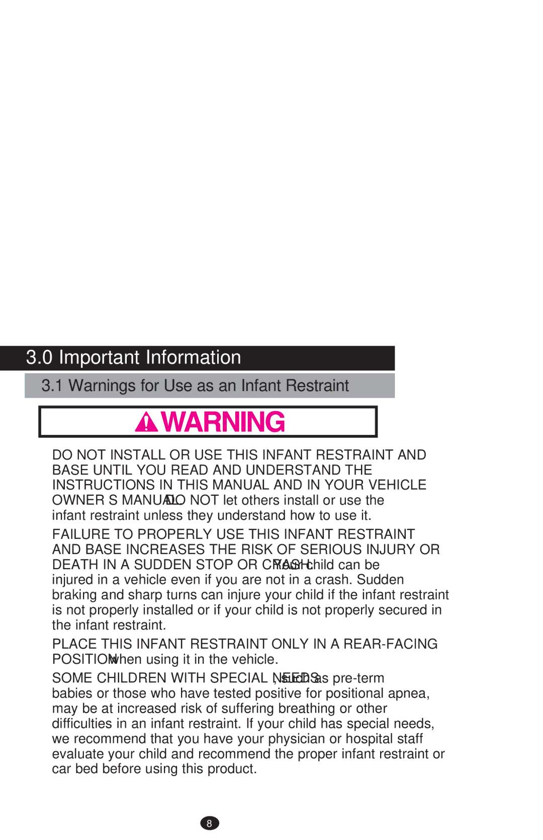 Graco PD213968B manual Important Information 