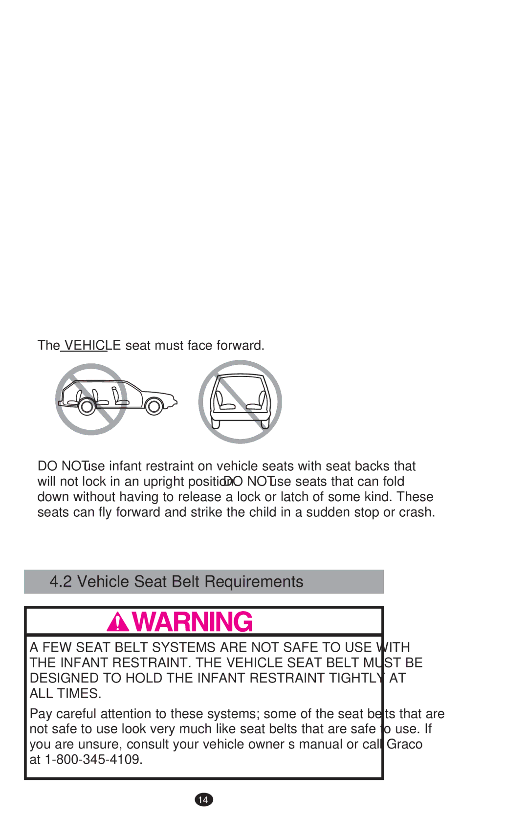 Graco PD213968B manual Vehicle Seat Belt Requirements 