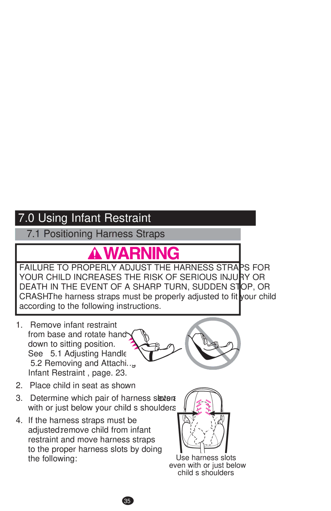 Graco PD213968B manual Using Infant Restraint, Positioning Harness Straps 