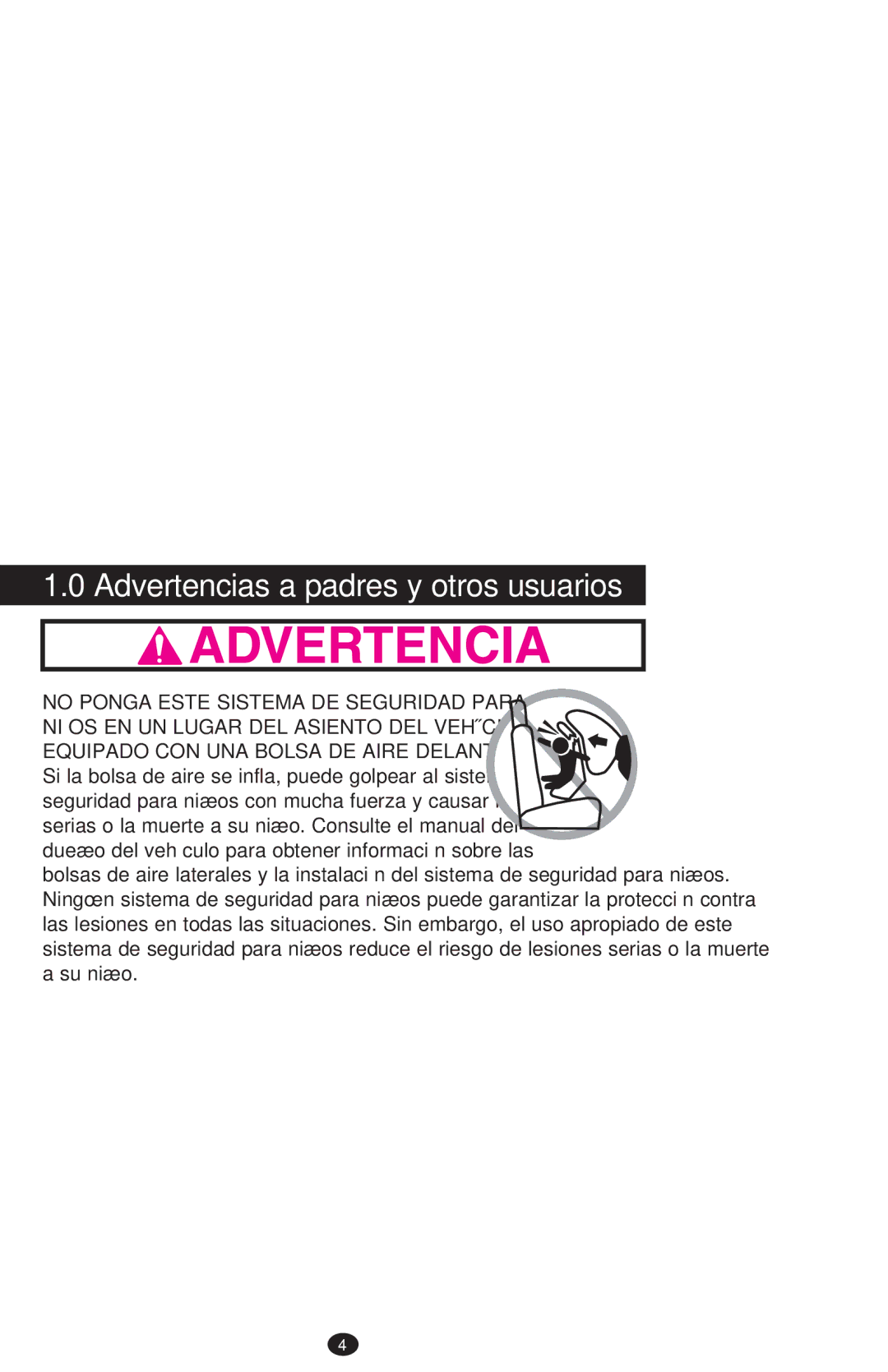 Graco PD213968B manual Advertencias a padres y otros usuarios 