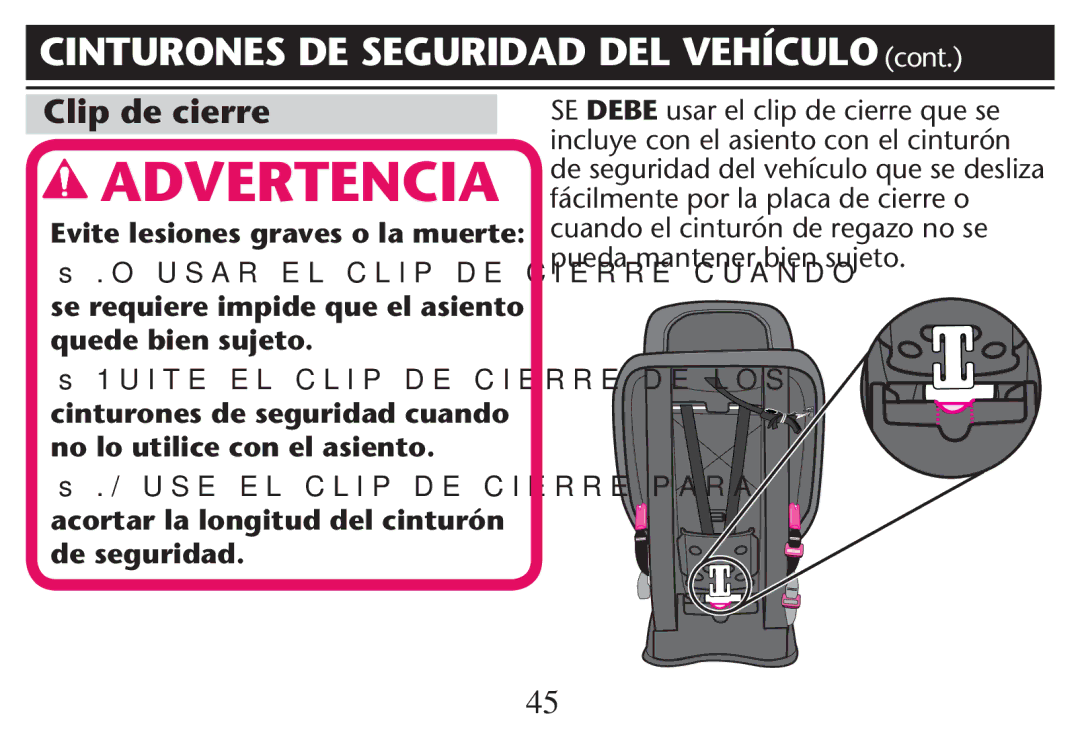 Graco PD214124A owner manual Clip de cierre 