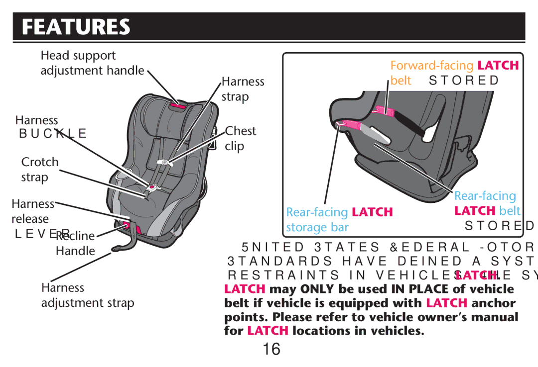 Graco PD214124A owner manual Features, Buckle 