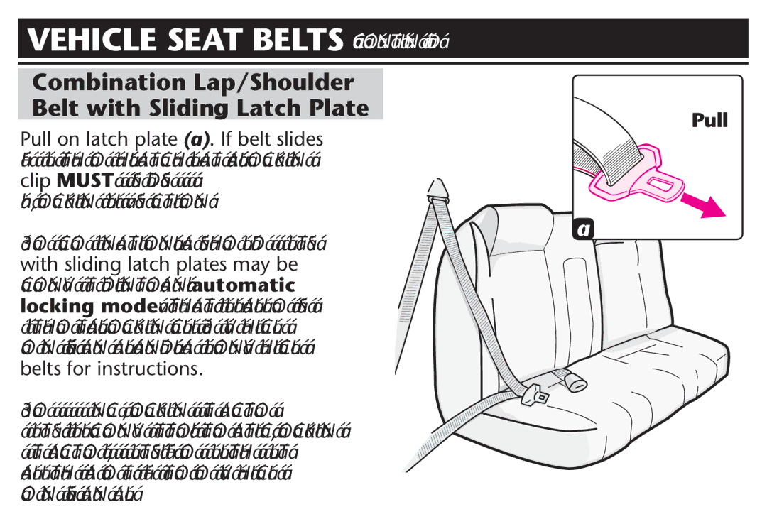 Graco PD214124A owner manual Combination Lap/Shoulder Belt with Slidin Latch Plate, Pull on latch plate a. If belt slides 