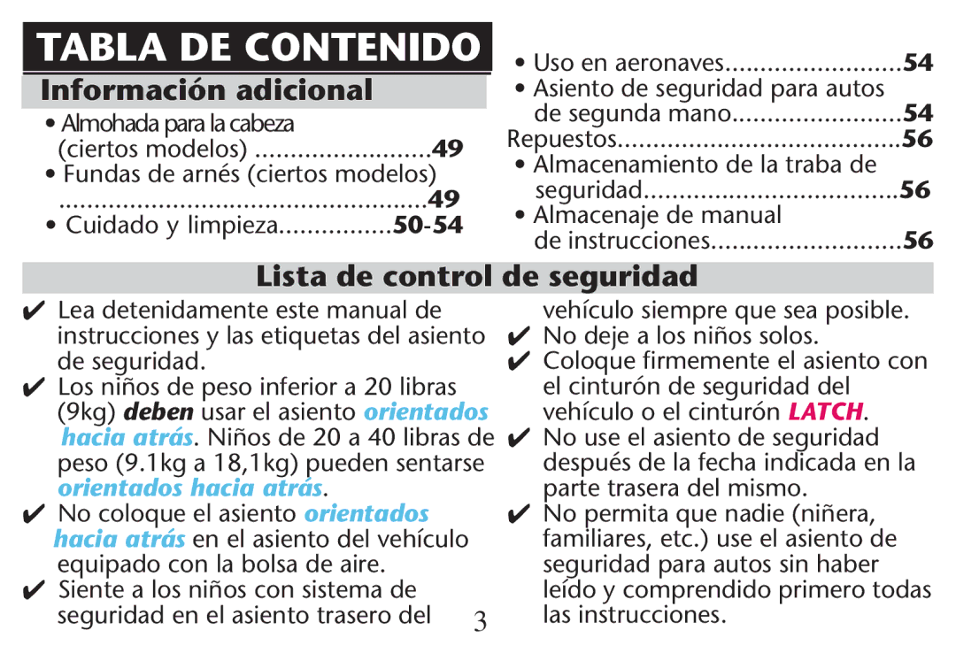 Graco PD214124A owner manual Lista de control de seguridad, Lmacenajeade Manual, .O Permita QUE Nadie NI×ERA 