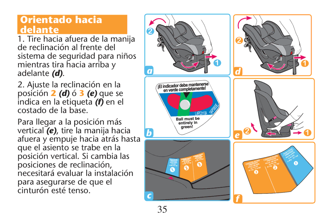 Graco PD214124A owner manual Orientado hacia delante 