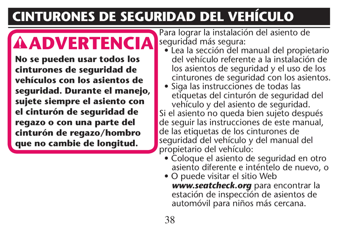 Graco PD214124A owner manual Cinturones DE Seguridad DEL Vehículo 