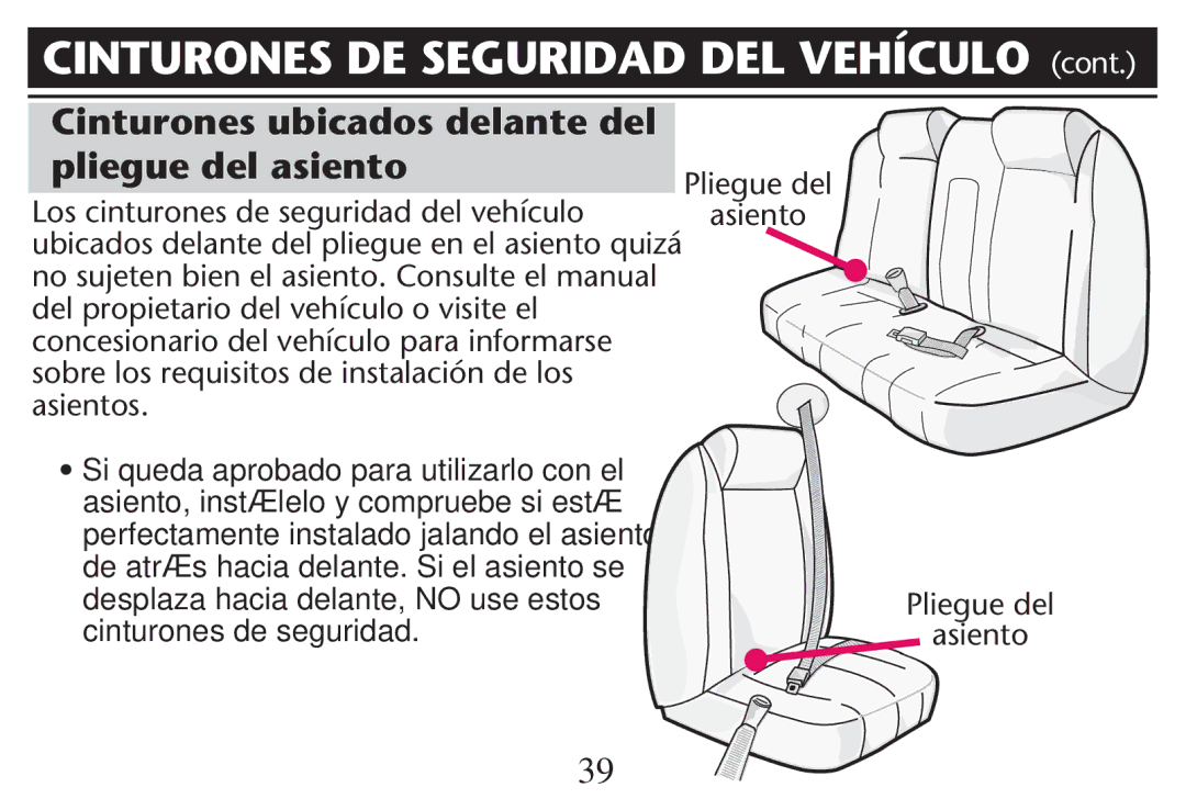 Graco PD214124A owner manual Cinturones ubicados delante del pliegue del asiento, 0LIEGUEEDEL, Asiento 