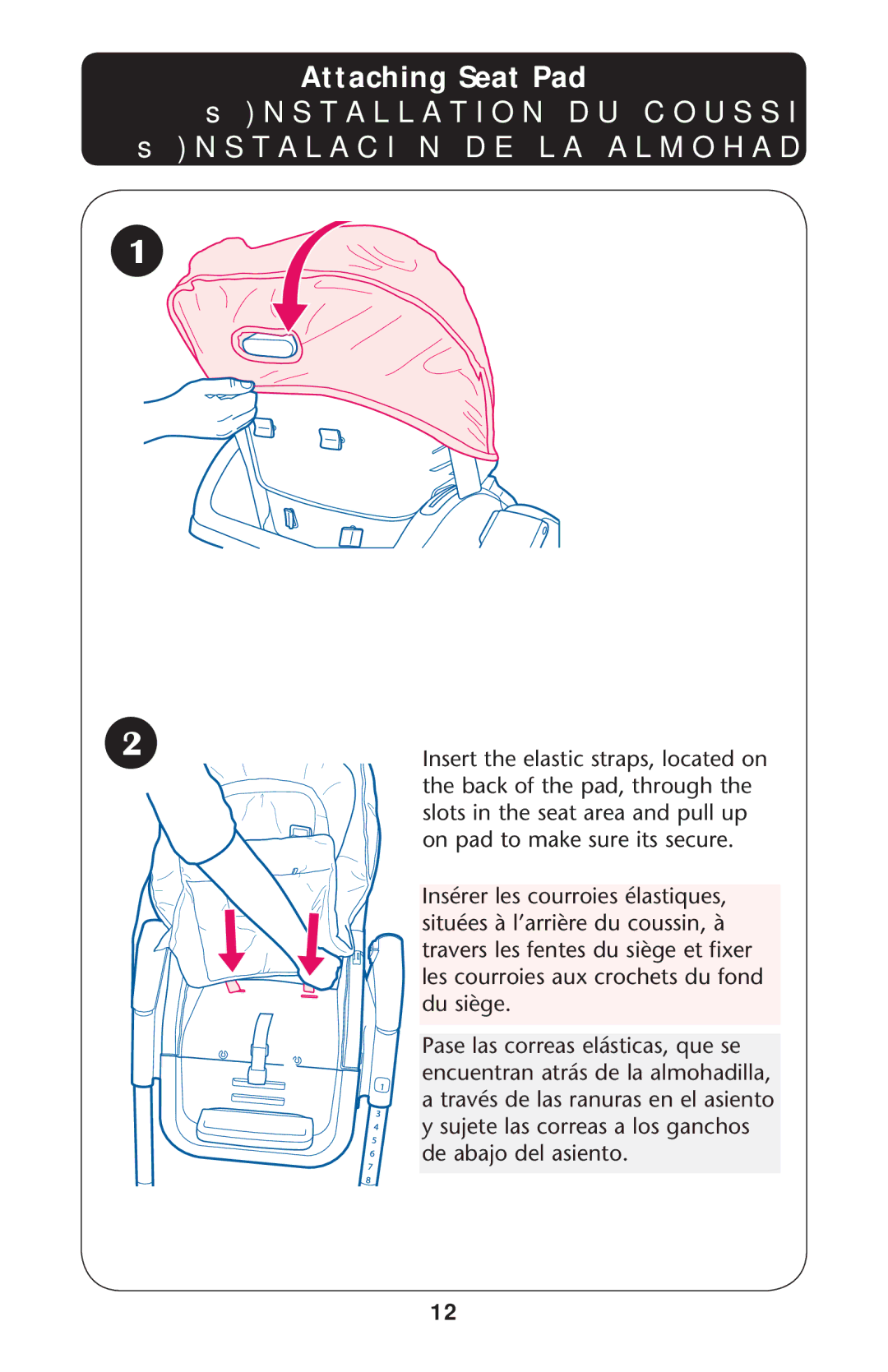 Graco PD215128D owner manual SsNSTALACIØNLDE LA Almohadillaadeleasiento 