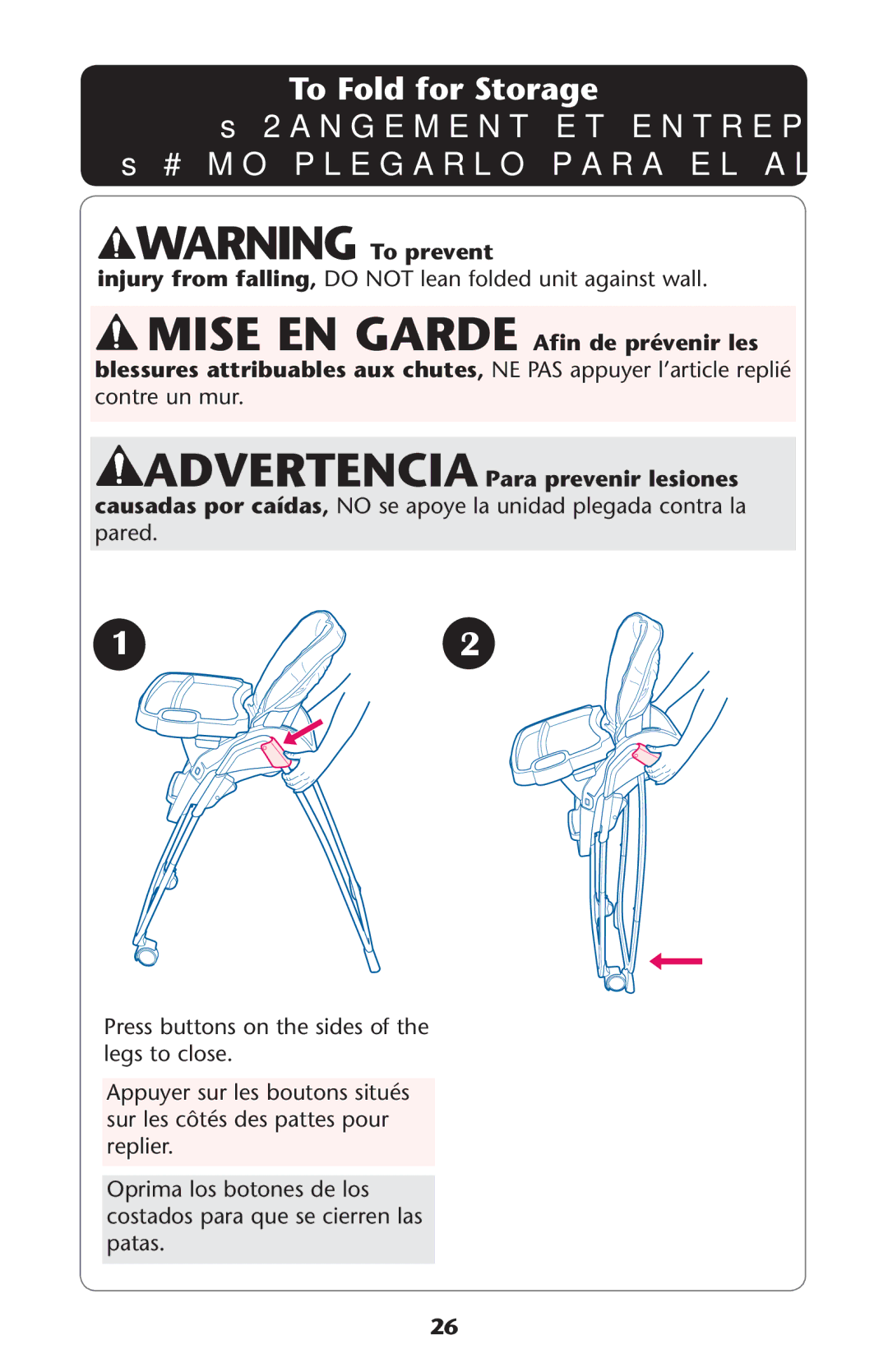 Graco PD215128D owner manual Ss#ØMO Plegarlo Para EL Almacenamiento 