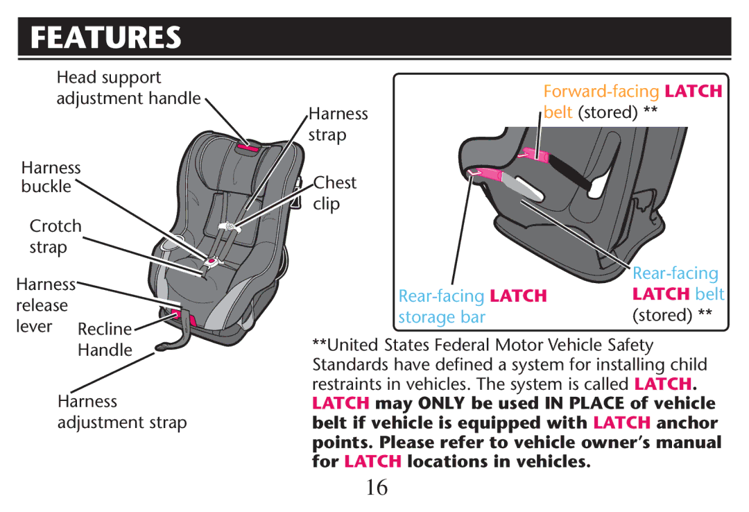 Graco PD215548A owner manual Features, Buckle 