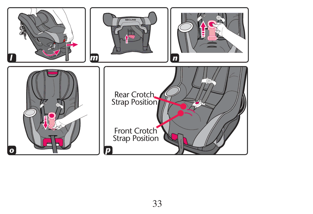 Graco PD215548A owner manual Rear Crotch Strap Position Front Crotch 