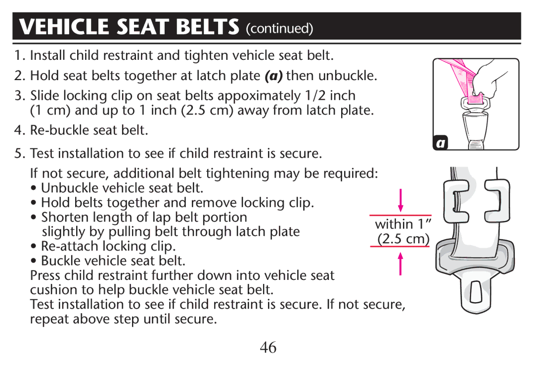 Graco PD215548A owner manual  Nstall Child Restraint and Tighten Vehicle SEATTBELT 