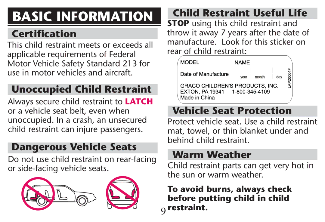 Graco PD215548A owner manual Basic Information 