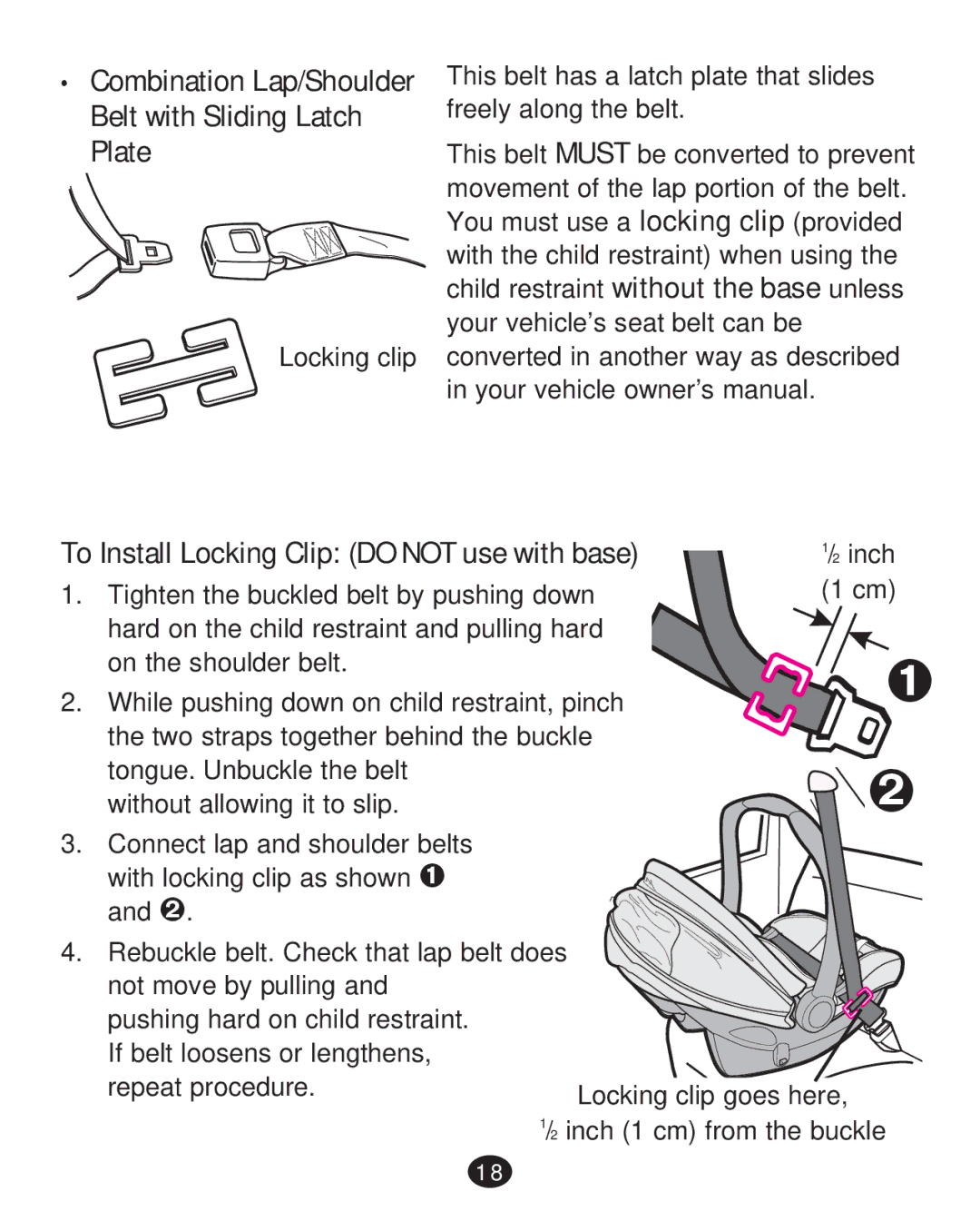 Graco PD215585A ‡ Combination Lap/Shoulder Belt with Sliding Latch Plate, To Install Locking Clip do not use with base 